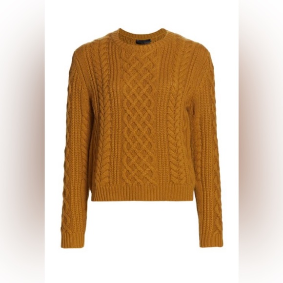 BNWT! Nili Lotan Jodelle Cable Knit Cashmere Sweater in Bronze, Size Large - Picture 4 of 7
